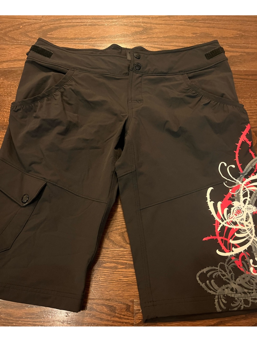 The North Face Women’s  Black Swim Shorts with Red & White Graphic Size Medium